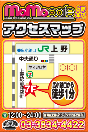 モモカフェ上野本店 アクセスMAP